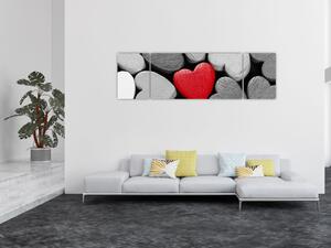 Obraz drewnianych serc (170x50 cm)