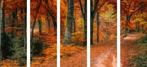 5-częściowy obraz las jesienią