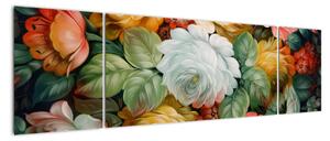 Obraz namalowanego bukietu kwiatów (170x50 cm)