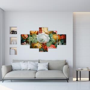 Obraz namalowanego bukietu kwiatów (125x70 cm)