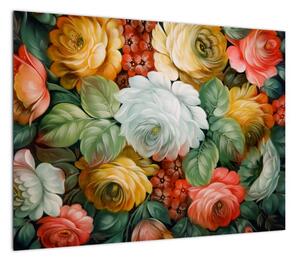 Obraz namalowanego bukietu kwiatów (70x50 cm)