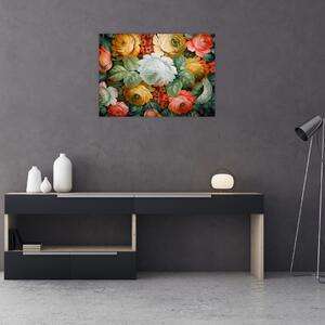 Obraz namalowanego bukietu kwiatów (70x50 cm)