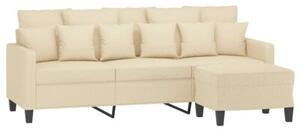 Sofa 3-osobowa, kremowa, 180 cm, tapicerowana tkaninÄ