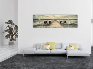 Obraz drewnianego molo na morzu (170x50 cm)