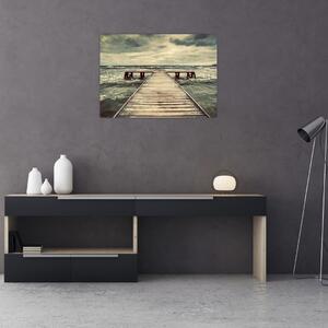 Obraz drewnianego molo na morzu (70x50 cm)
