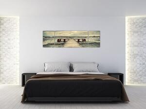 Obraz drewnianego molo na morzu (170x50 cm)
