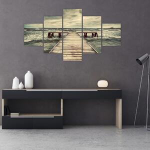 Obraz drewnianego molo na morzu (125x70 cm)