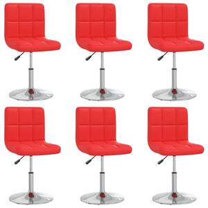 Krzesła stołowe, 6 szt., czerwone, obite sztuczną skórą