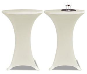 Obrus na stół barowy Ø 80 cm kremowy rozciągany 2 szt