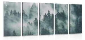 5-częściowy obraz góry we mgle
