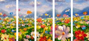 5-częściowy obraz obraz olejny dzikie kwiaty
