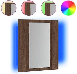 Szafka łazienkowa z lustrem i LED, brązowy dąb, 40x12x45 cm