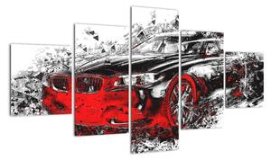 Obraz - Malowany samochód w akcji (125x70 cm)
