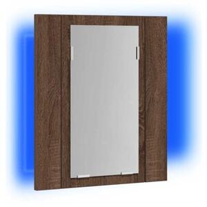 Szafka łazienkowa z lustrem i LED, brązowy dąb, 40x12x45 cm
