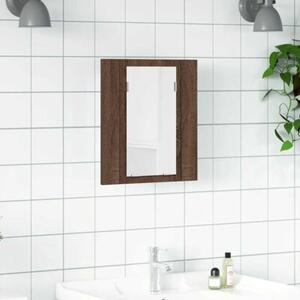 Szafka łazienkowa z lustrem i LED, brązowy dąb, 40x12x45 cm