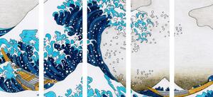 5-częściowy obraz reprodukcja Wielka fala w Kanagawie - Katsushika Hokusai