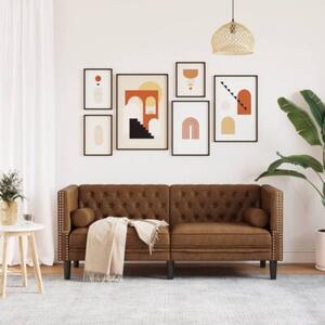 Sofa chesterfield z waÅkami, 2-os., brÄ zowa, sztuczny zamsz