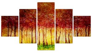Obraz - Malowanie lasu liściastego (125x70 cm)