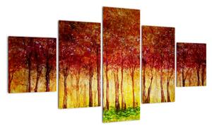 Obraz - Malowanie lasu liściastego (125x70 cm)
