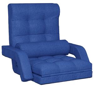 Składane krzesło podłogowe, funkcja spania, niebieskie, tkanina