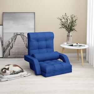 Składane krzesło podłogowe, funkcja spania, niebieskie, tkanina