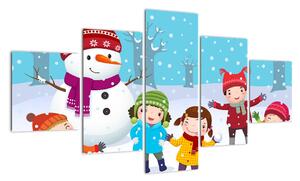 Obraz - Zimowe dziecięce zabawy (125x70 cm)