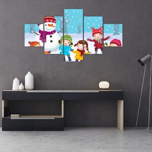 Obraz - Zimowe dziecięce zabawy (125x70 cm)