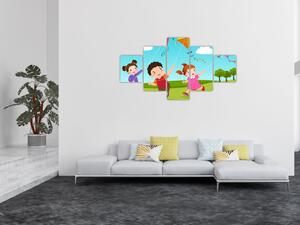 Obraz - Dzieci latają latawcem (125x70 cm)