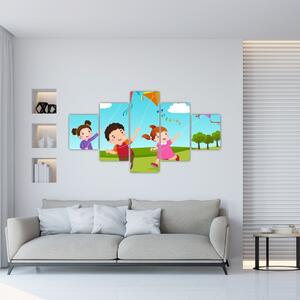 Obraz - Dzieci latają latawcem (125x70 cm)