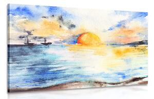Obraz promienny zachód słońca nad morzem