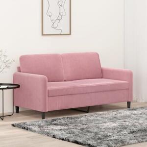 Sofa 2-osobowa, rÃ³Å¼owy, 140 cm, tapicerowana aksamitem