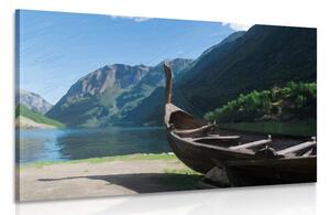 Obraz drewniana łódź wikingów