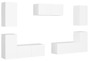 7-cz. zestaw szafek telewizyjnych, biały, płyta wiórowa