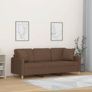 Sofa 3-osobowa z poduszkami, brÄ zowa, 180 cm, tkanina