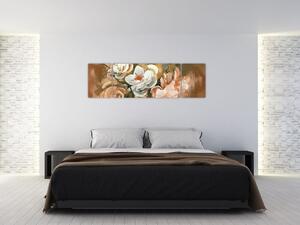 Obraz- Malowany bukiet kwiatów (170x50 cm)