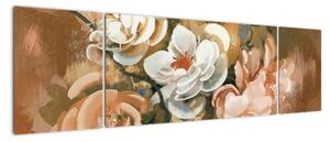 Obraz- Malowany bukiet kwiatów (170x50 cm)