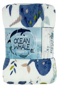Koc Ocean Whale 130X170 Cm Biały/Niebieski