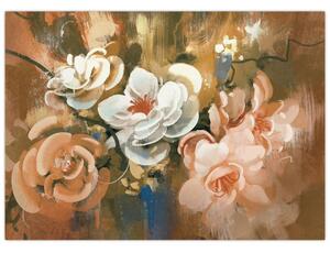 Obraz- Malowany bukiet kwiatów (70x50 cm)