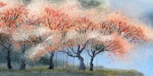 Obraz akwarelowe kwitnące drzewa