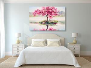 Obraz wiśnia orientalna w kolorze różowym