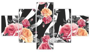 Obraz kwitnących róż (125x70 cm)