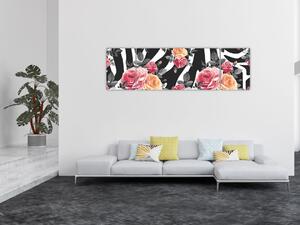 Obraz kwitnących róż (170x50 cm)