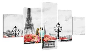 Obraz - Kochankowie w Paryżu (125x70 cm)