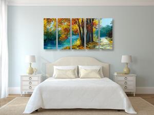 5-częściowy obraz malowane drzewa w kolorach jesieni