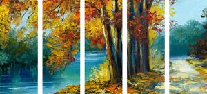 5-częściowy obraz malowane drzewa w kolorach jesieni