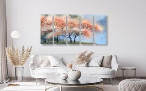 5-częściowy obraz akwarelowe kwitnące drzewa