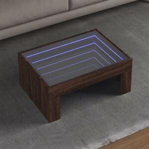 Stolik kawowy z LED infinity, brÄ zowy dÄ b, 70x50x30 cm