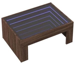 Stolik kawowy z LED infinity, brÄ zowy dÄ b, 70x50x30 cm