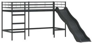 Łóżko piętrowe dla dzieci czarny i niebieski 90 x 190 cm metal