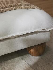 Łóżko tapicerowane z nogami z drewna dębowego Rena